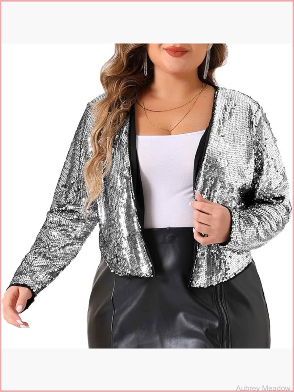 Plus Size Sequin Bolero Shrug Cardigan Long Sleeve Glitter Party Jacket